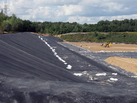 Tensile Strength ≥15MPa HDPE Geomembrane Liner Smooth Surface Carbon Black Content 2.0-3.0 Percent Durable Waterproof Material