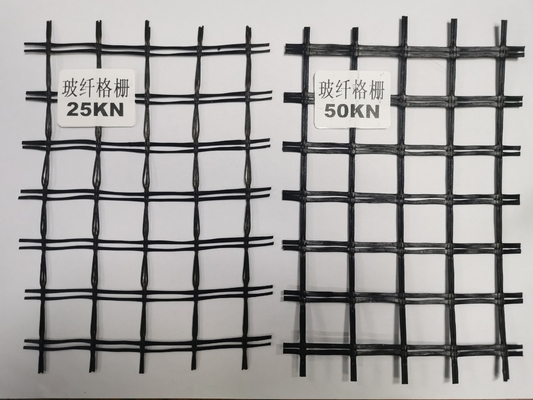 Weaving Covering Fiberglass Geogrid Roadbed Strengthen Black Biaxial